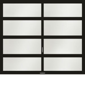 Modern garage door with glass panels